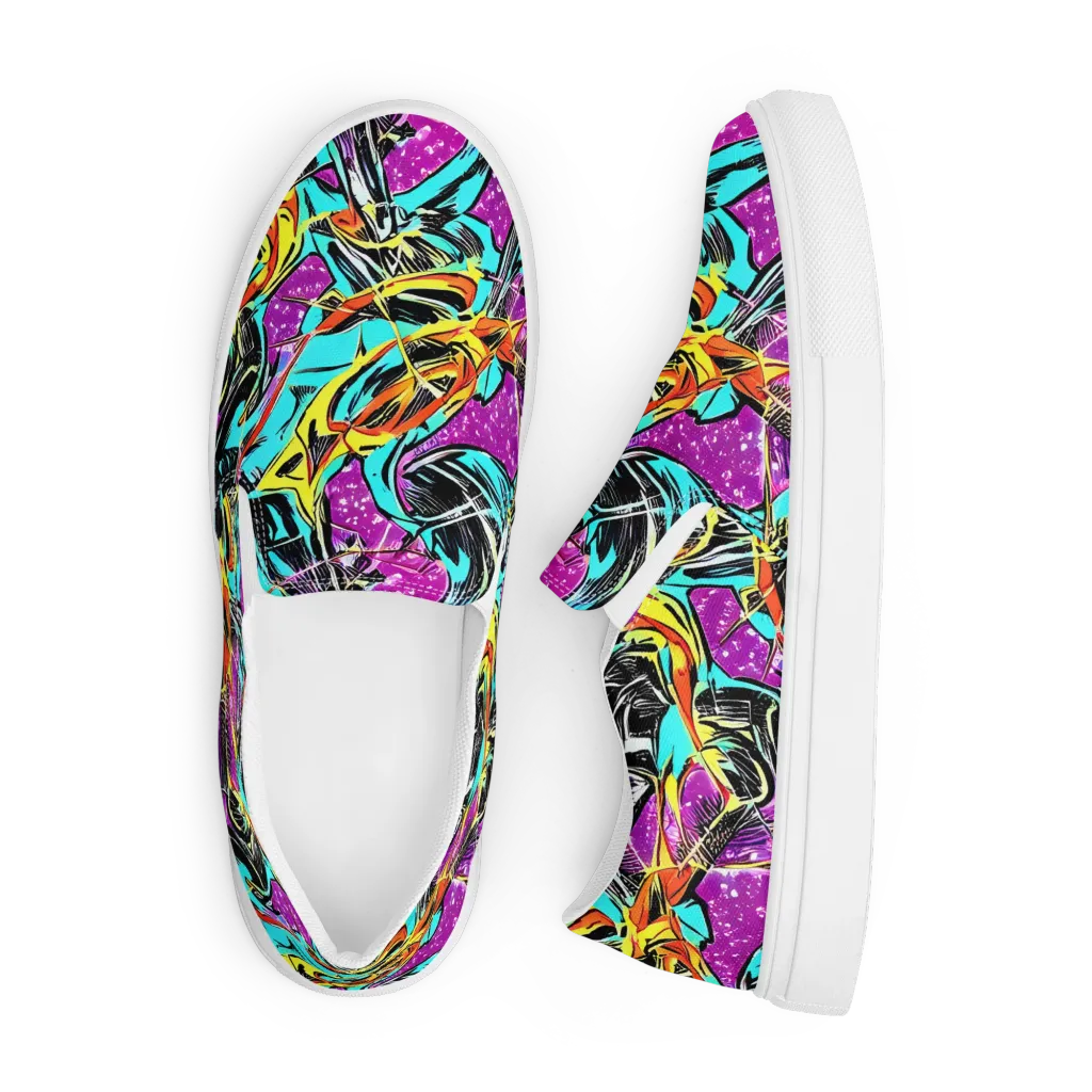 Turquoise Riot on Men's Slip-On Canvas Shoes — Front