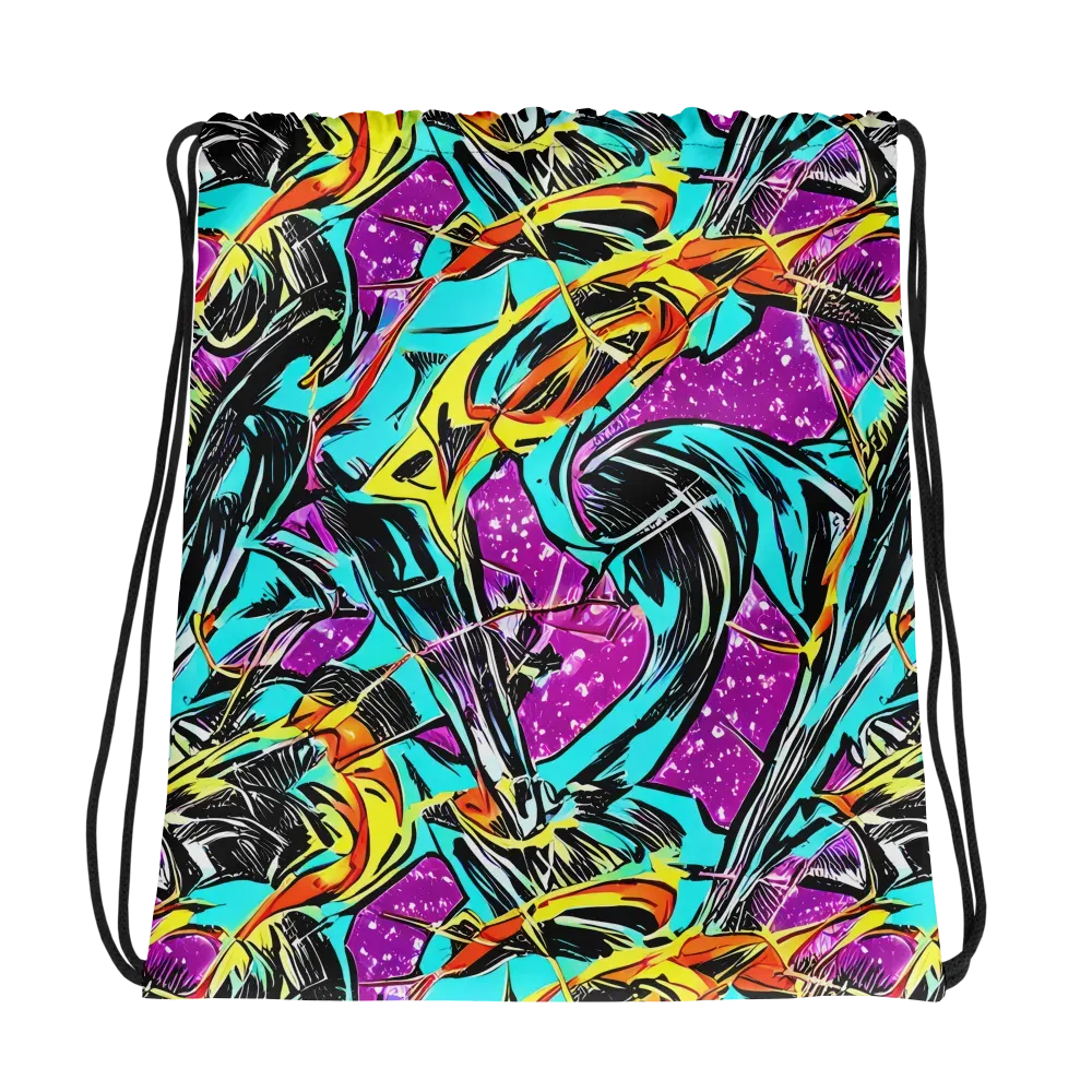 Turquoise Riot on Drawstring Bag — Photo