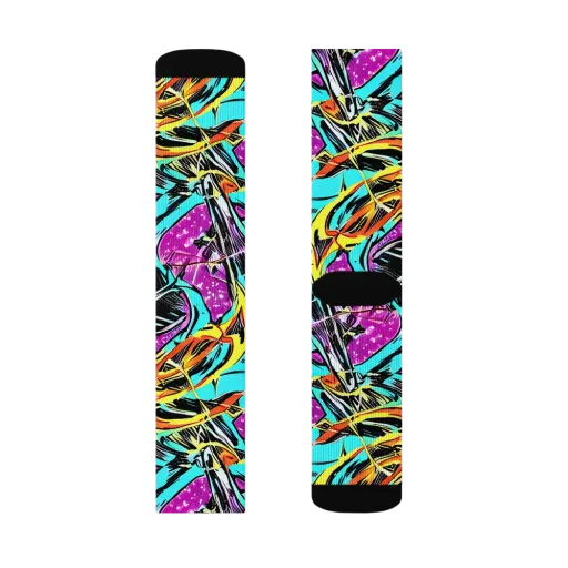Turquoise Riot on a Socks