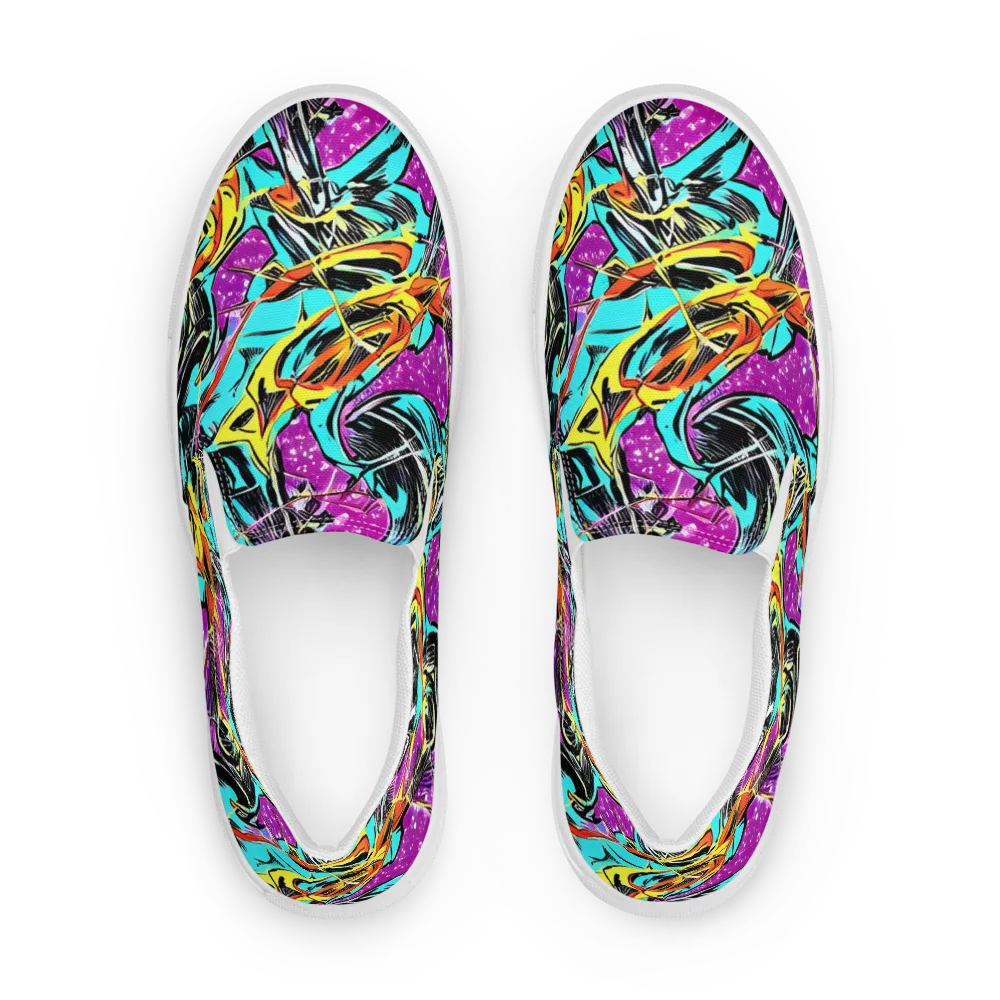 Turquoise Riot on Women's Slip-On Canvas Shoes — Front