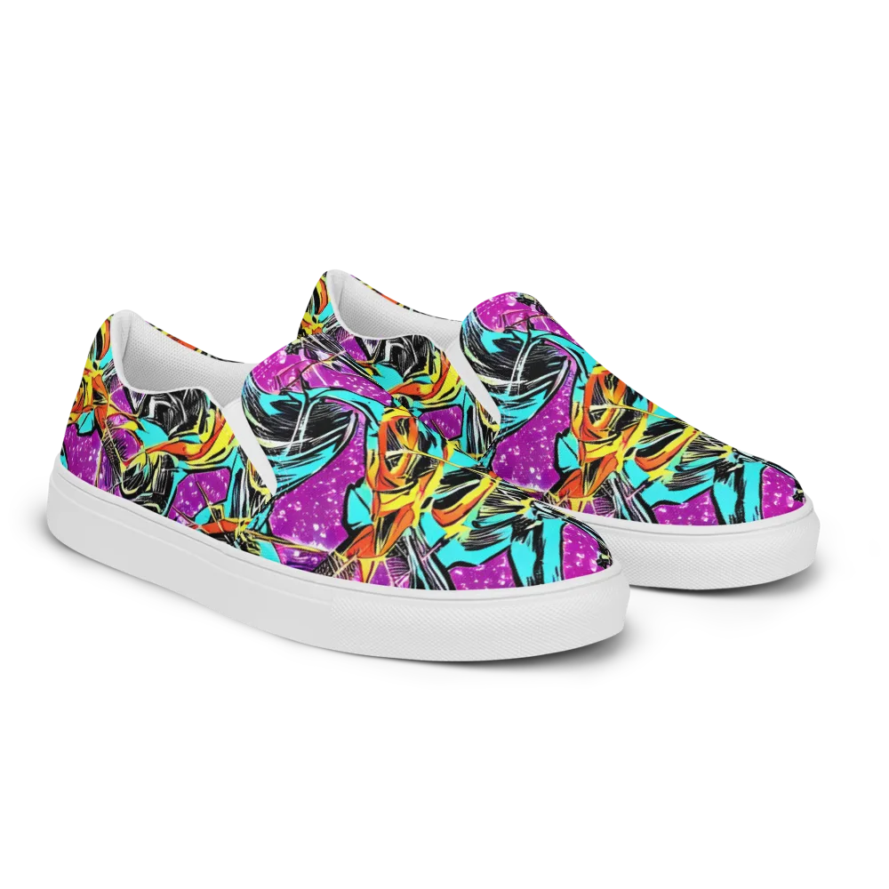 Turquoise Riot on Women's Slip-On Canvas Shoes — Right Front