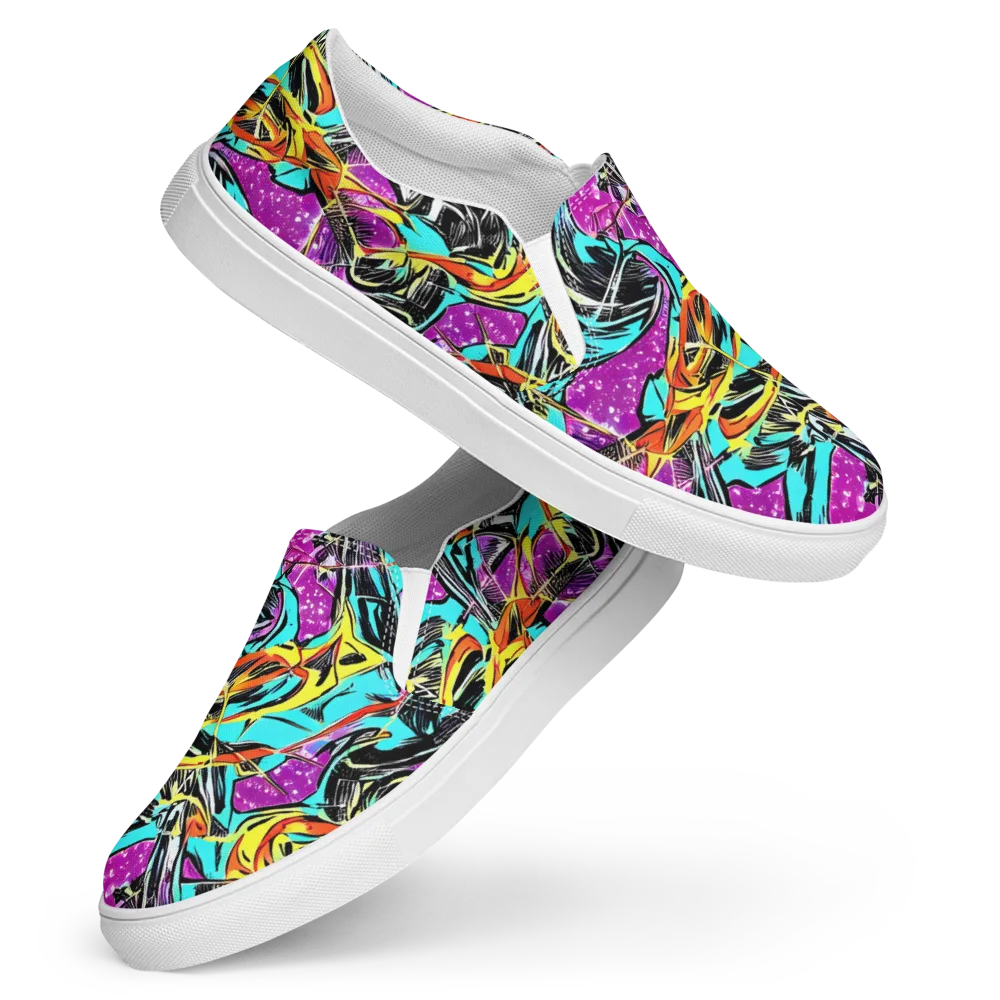 Turquoise Riot on Women's Slip-On Canvas Shoes — Front