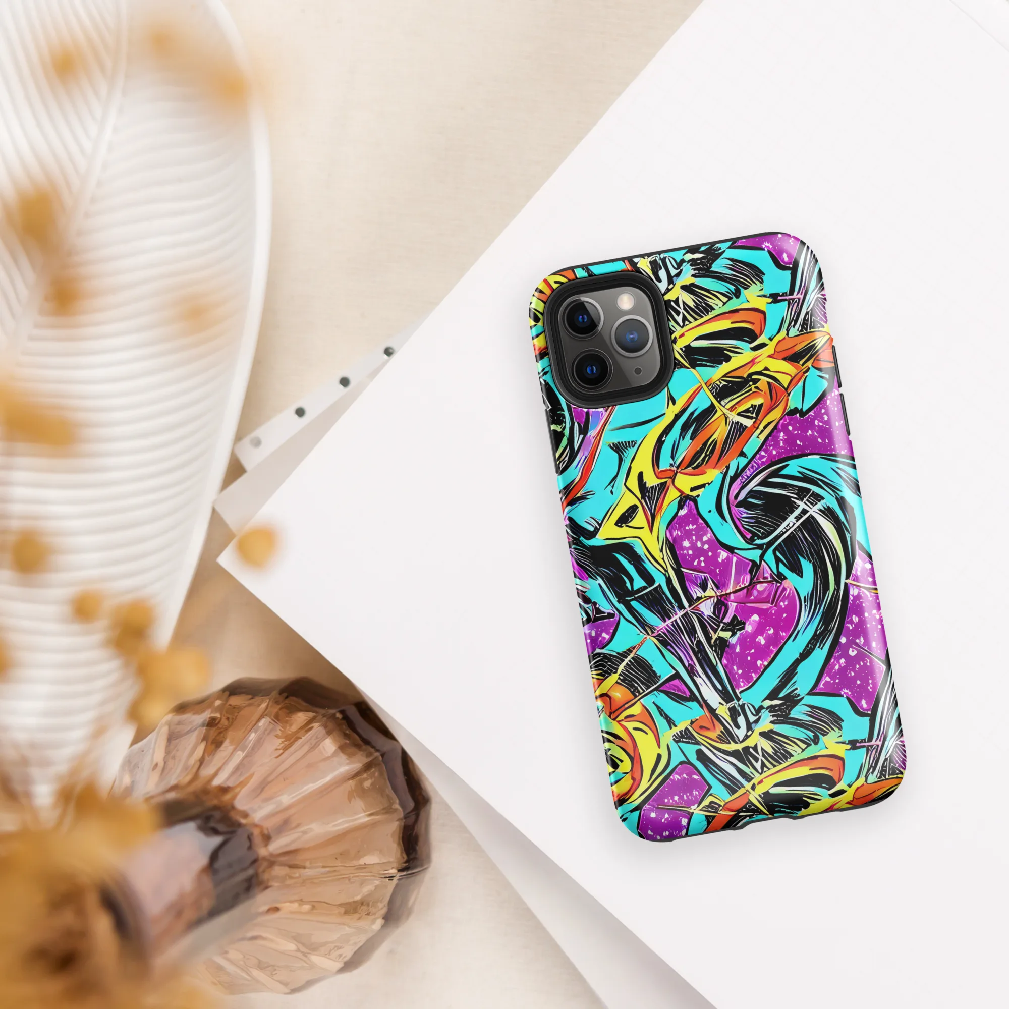 Turquoise Riot on Tough Case for iPhone® — Front