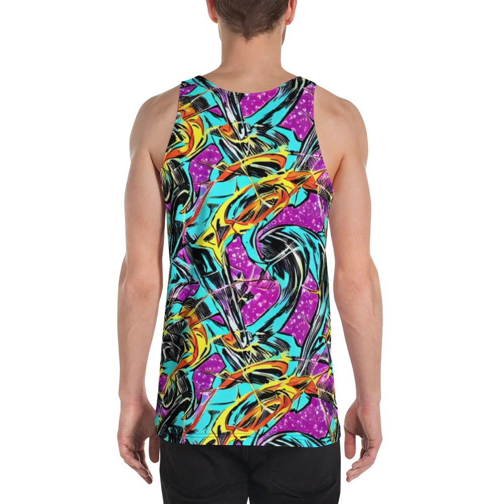 Turquoise Riot on Men's Tank Top — Back