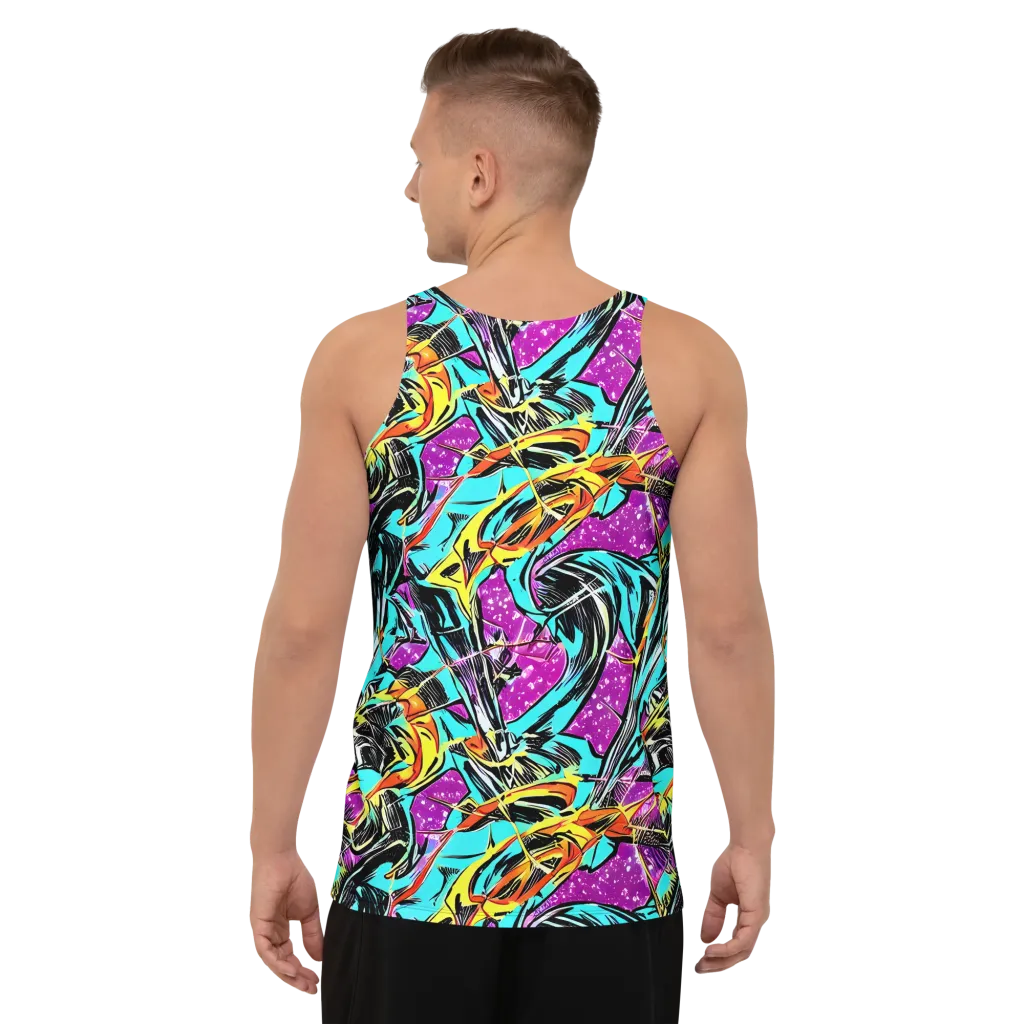 Turquoise Riot on Men's Tank Top — Back