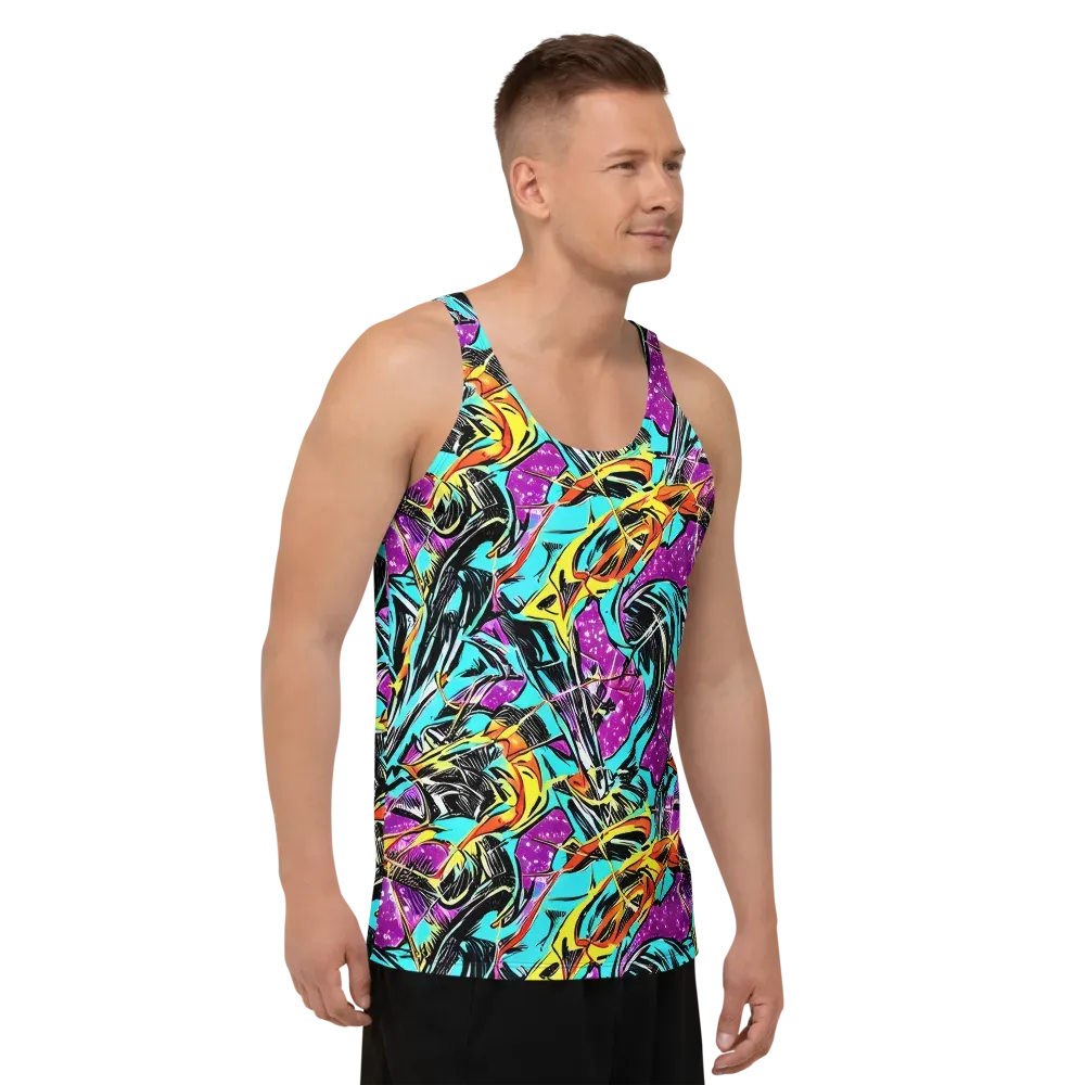 Turquoise Riot on Men's Tank Top — Right Front