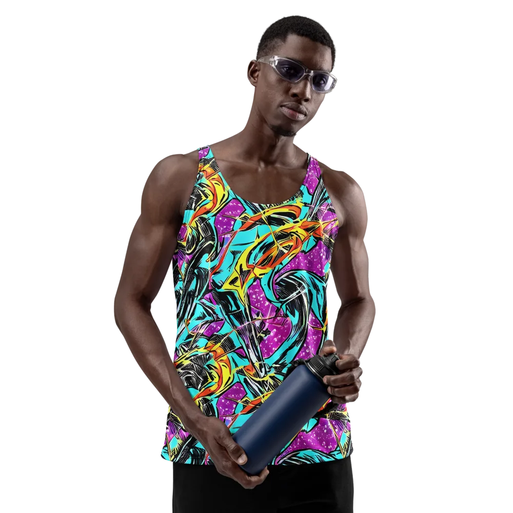 Turquoise Riot on Men's Tank Top — Front
