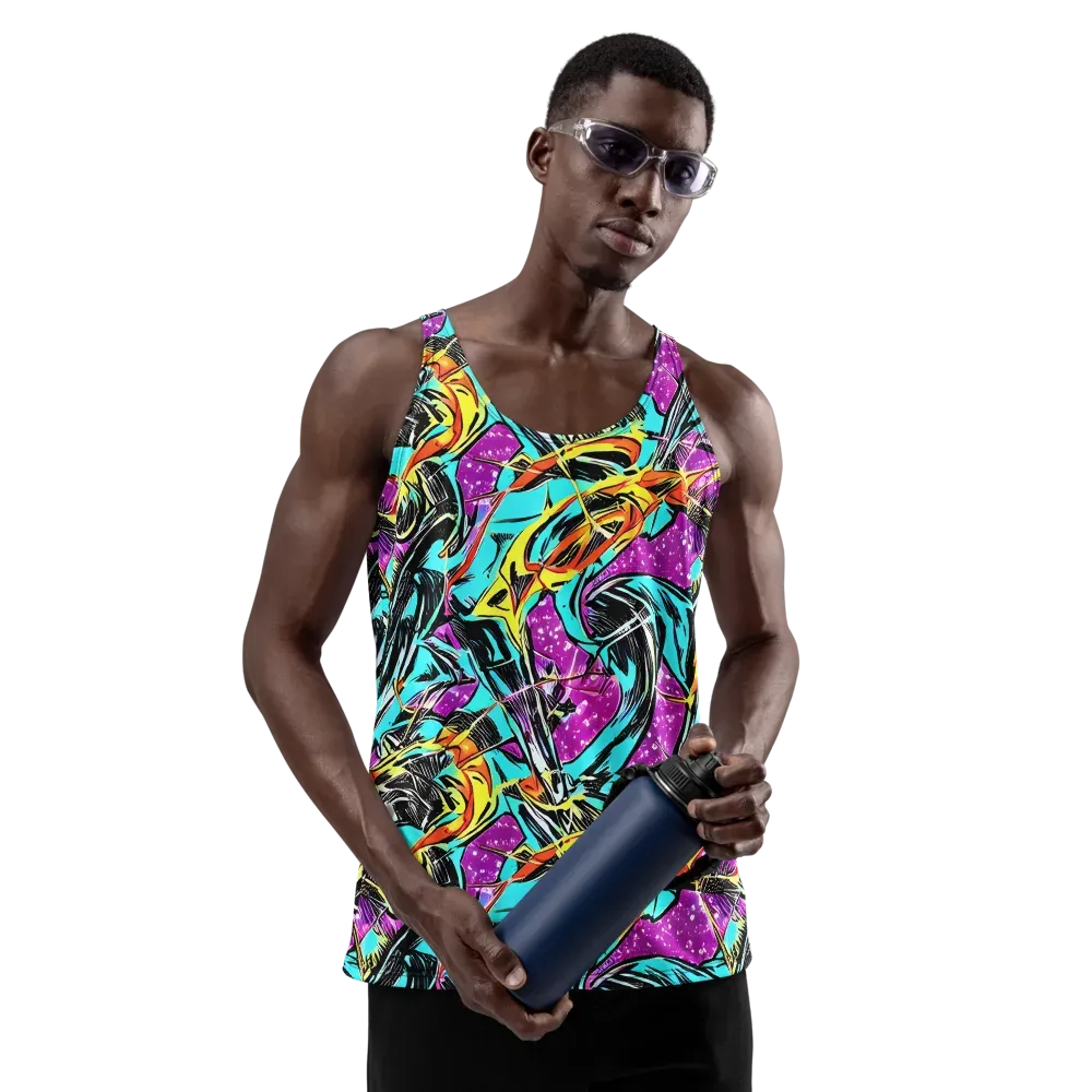 Turquoise Riot on Men's Tank Top — Front