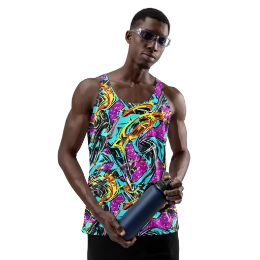 Turquoise Riot on a Men's Tank Top