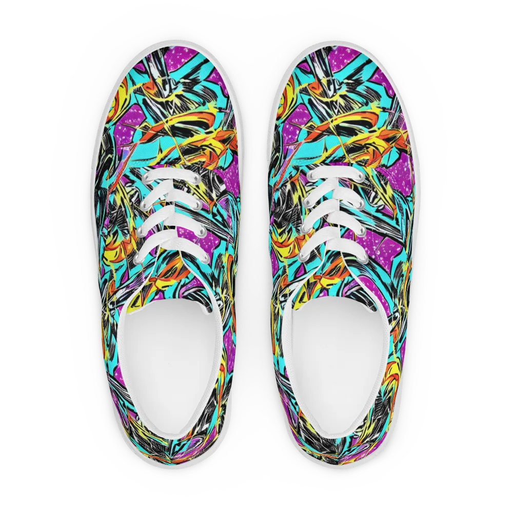 Turquoise Riot on Men's Lace-Up Canvas Shoes — Front