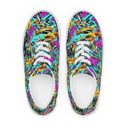 Turquoise Riot on a Men's Lace-Up Canvas Shoes
