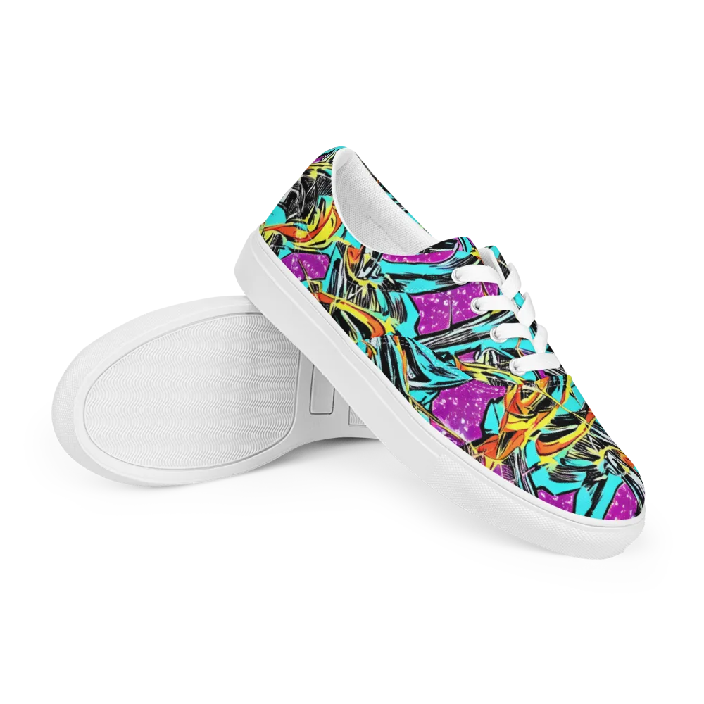 Turquoise Riot on Men's Lace-Up Canvas Shoes — Right Front