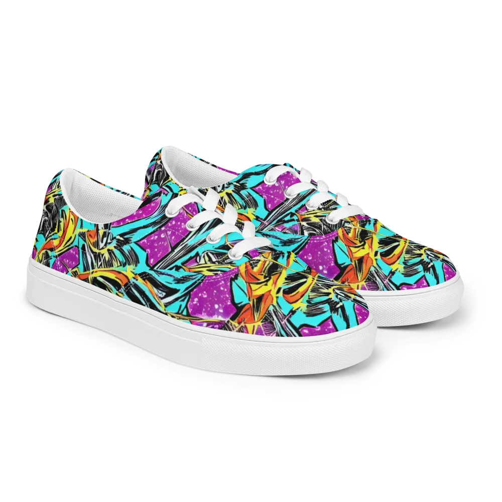 Turquoise Riot on Men's Lace-Up Canvas Shoes — Right Front