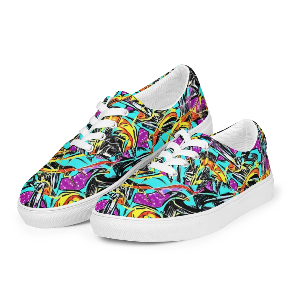 Turquoise Riot on Men's Lace-Up Canvas Shoes — Left Front