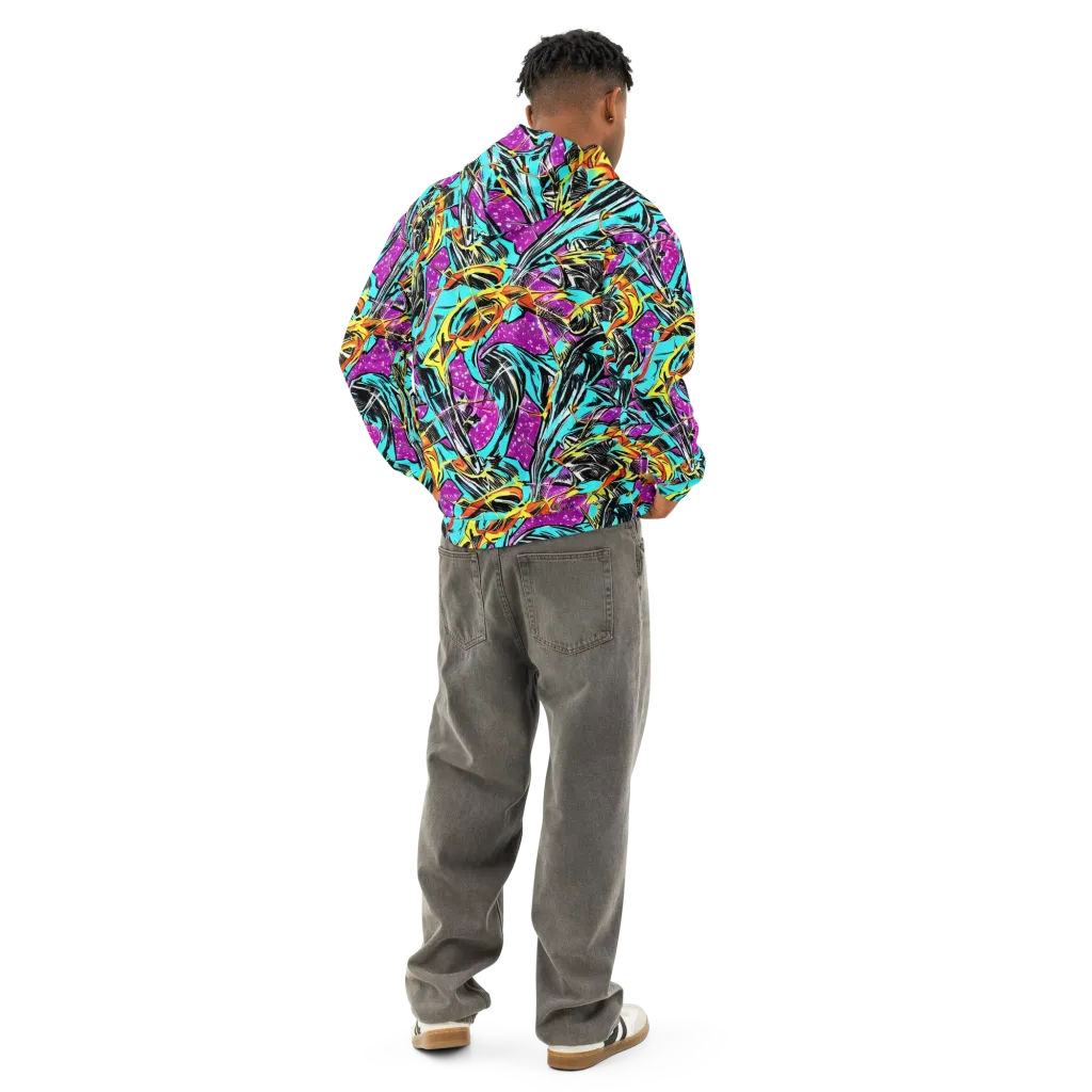 Turquoise Riot on Cotton Hoodie — Back
