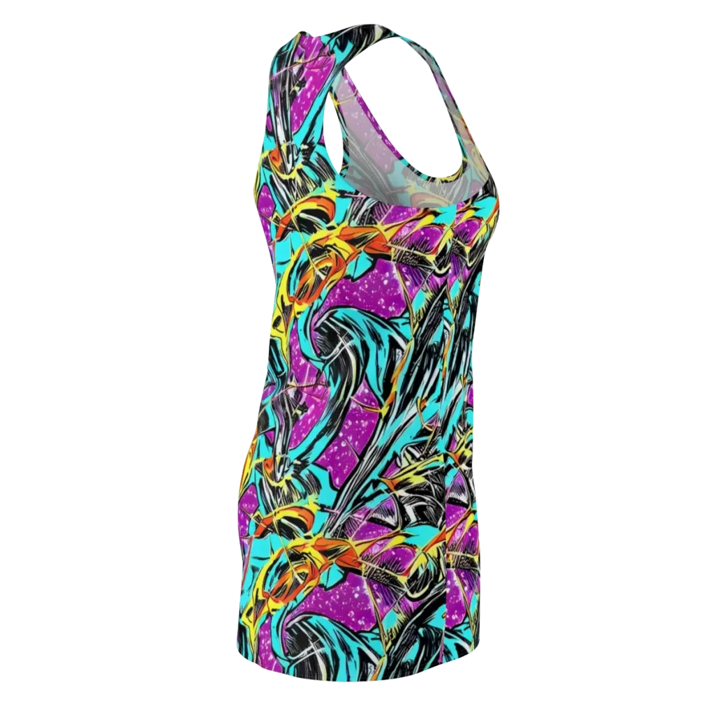 Turquoise Riot on Racerback Dress — Back Side