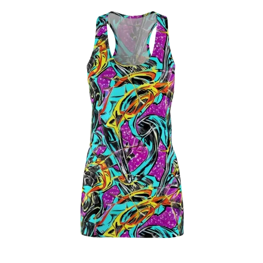 Turquoise Riot on a Racerback Dress