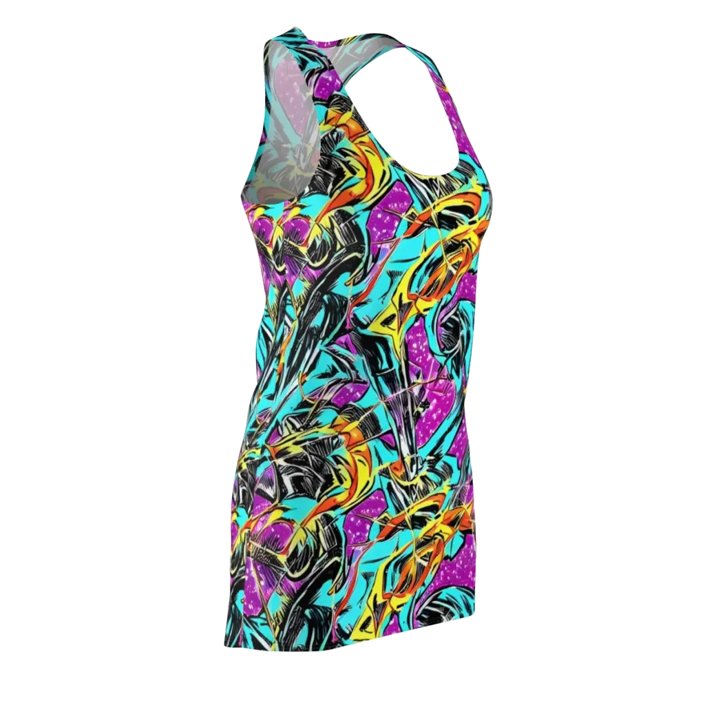 Turquoise Riot on Racerback Dress — Front Side