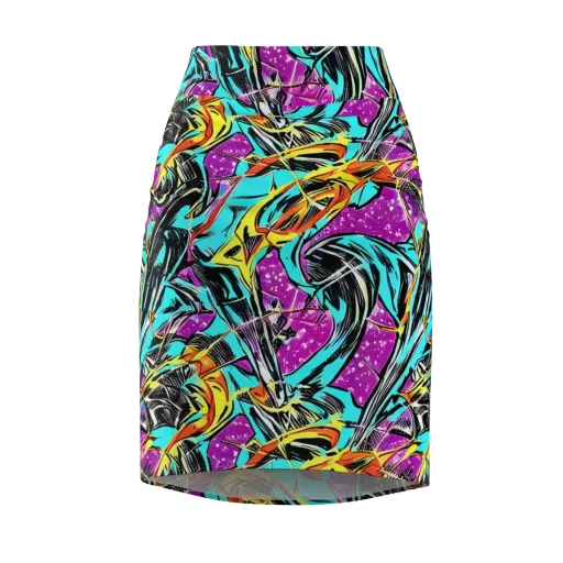 Turquoise Riot on a Pencil Skirt