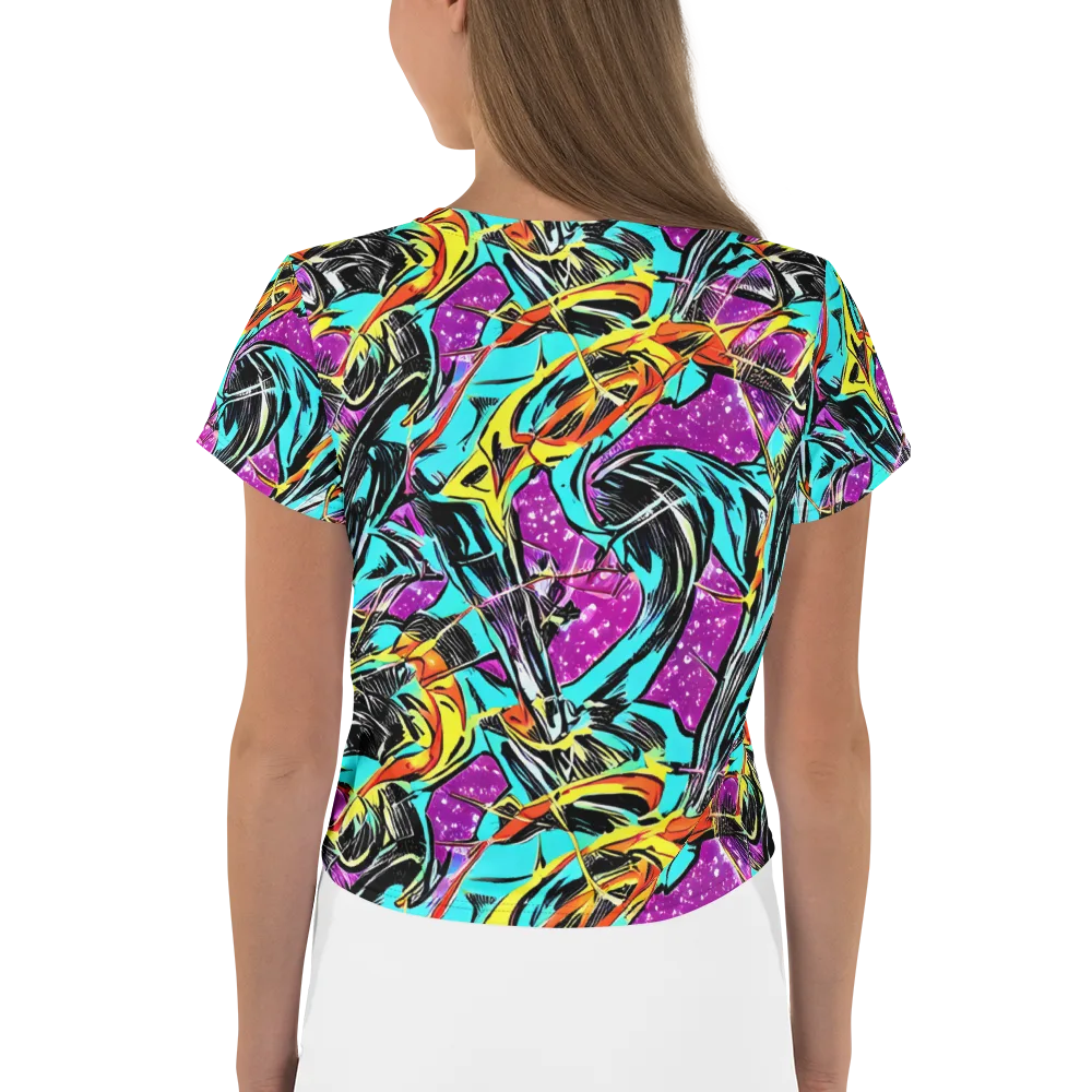 Turquoise Riot on Crop Tee — Back