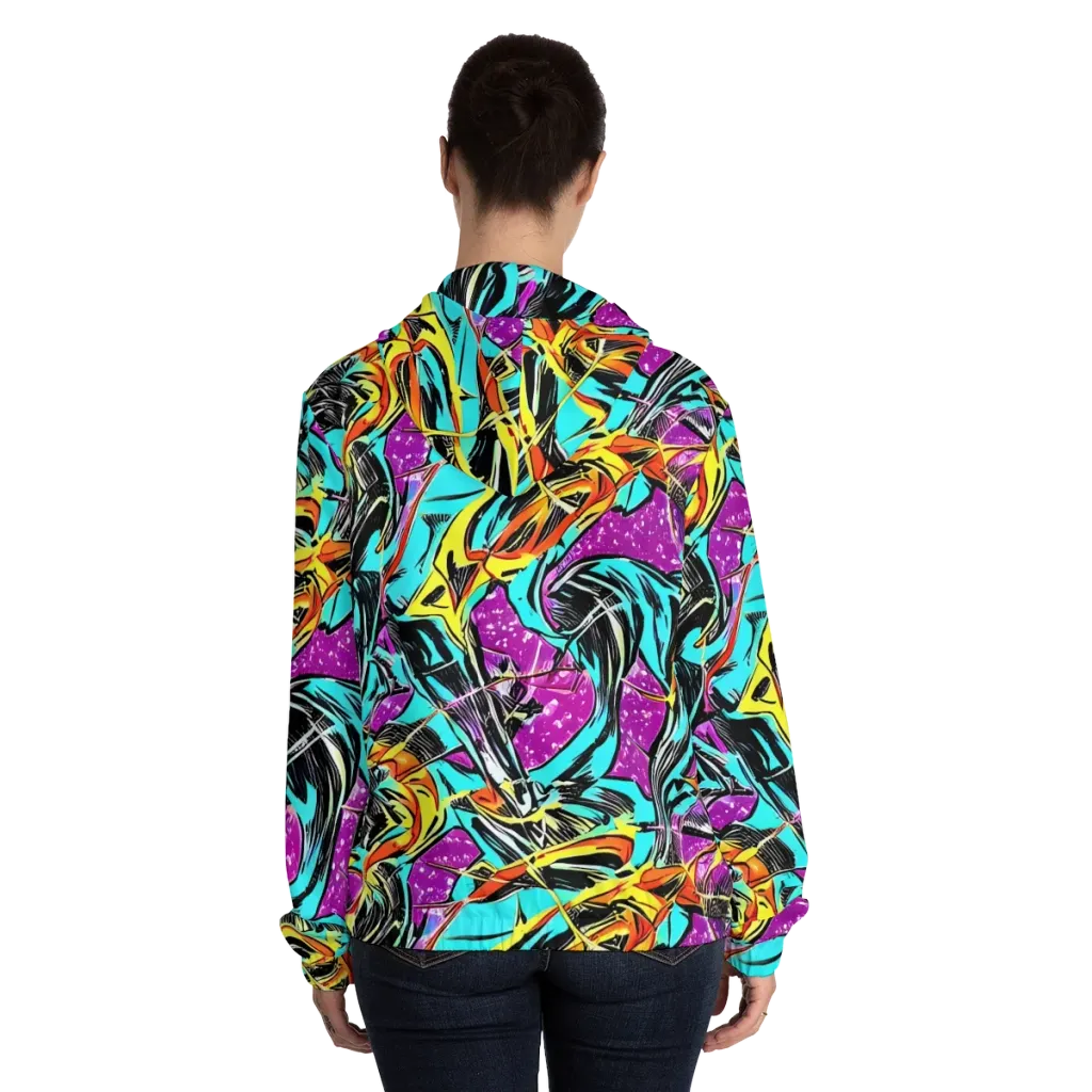 Turquoise Riot on Women's Full-Zip Hoodie — Back On Person