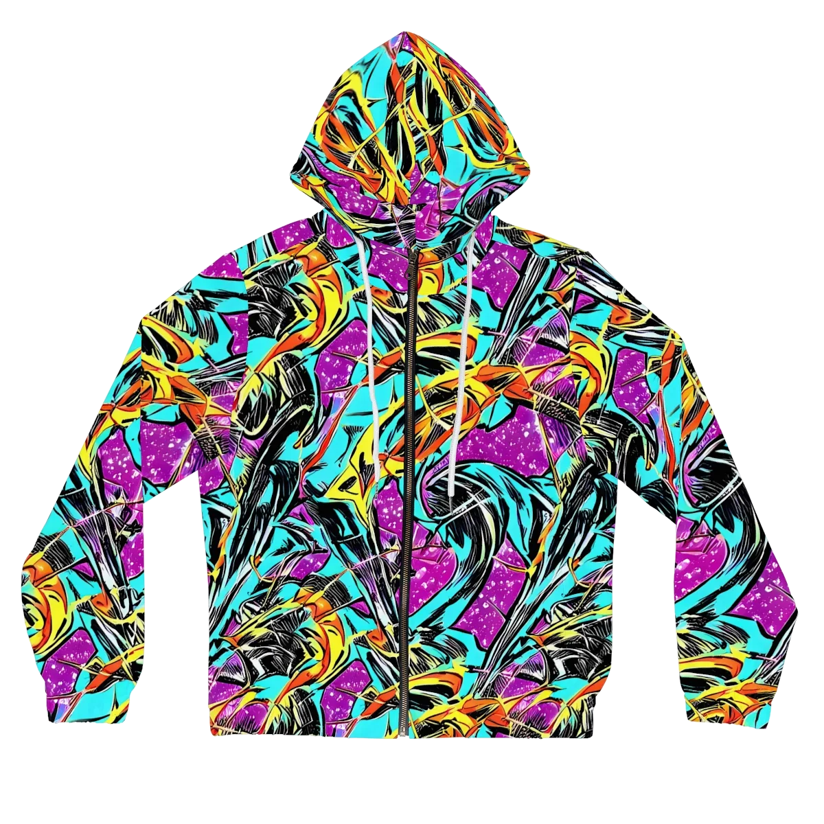 Turquoise Riot on Women's Full-Zip Hoodie — Front