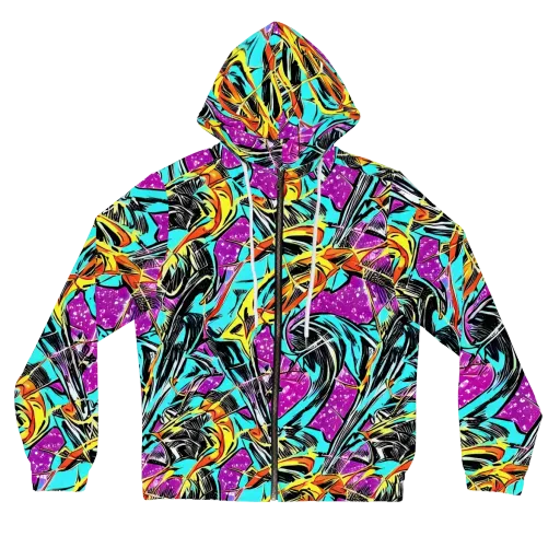 Turquoise Riot on a Women's Full-Zip Hoodie