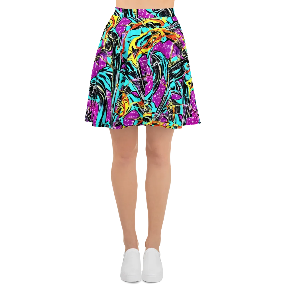 Turquoise Riot on Skater Skirt — Front