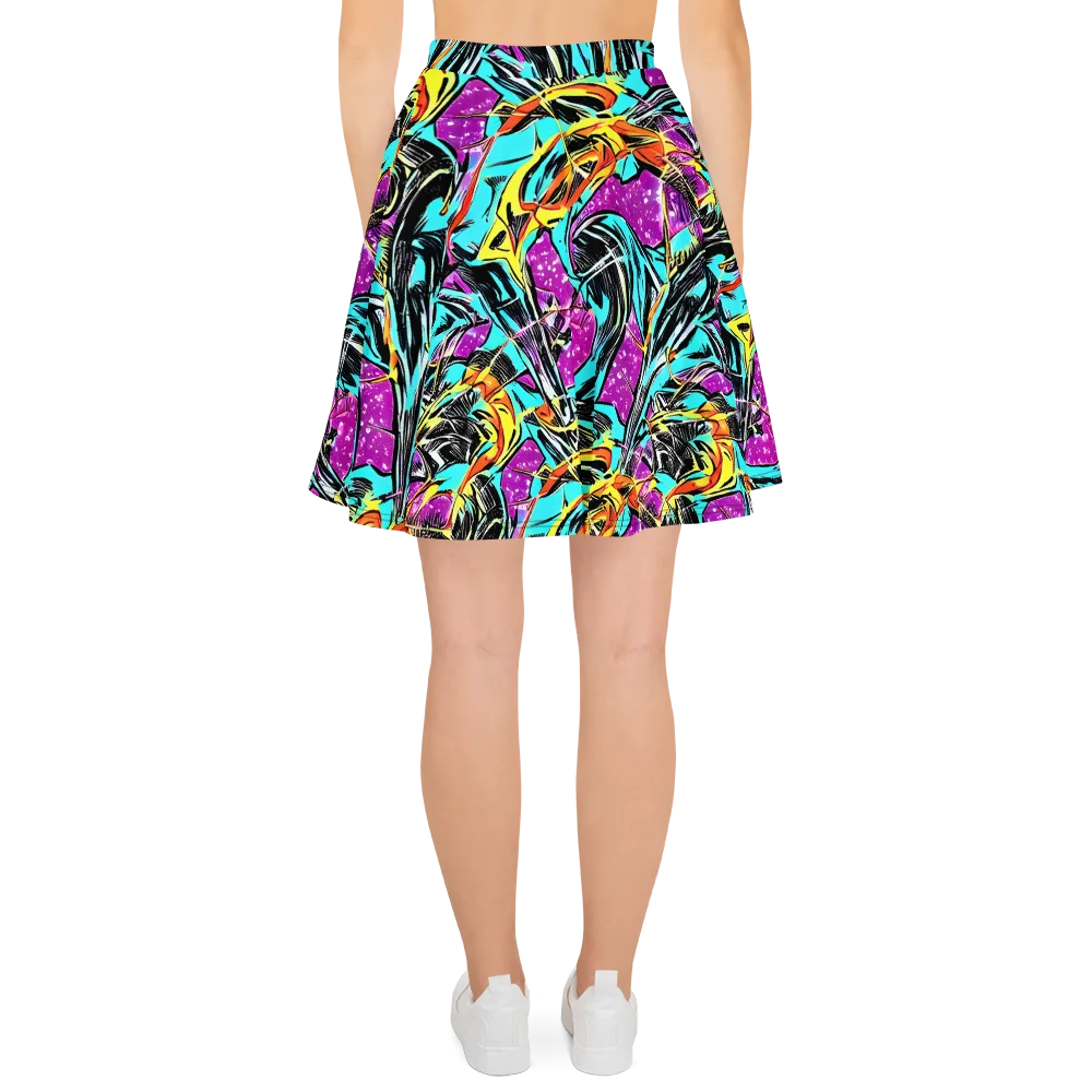 Turquoise Riot on Skater Skirt — Back