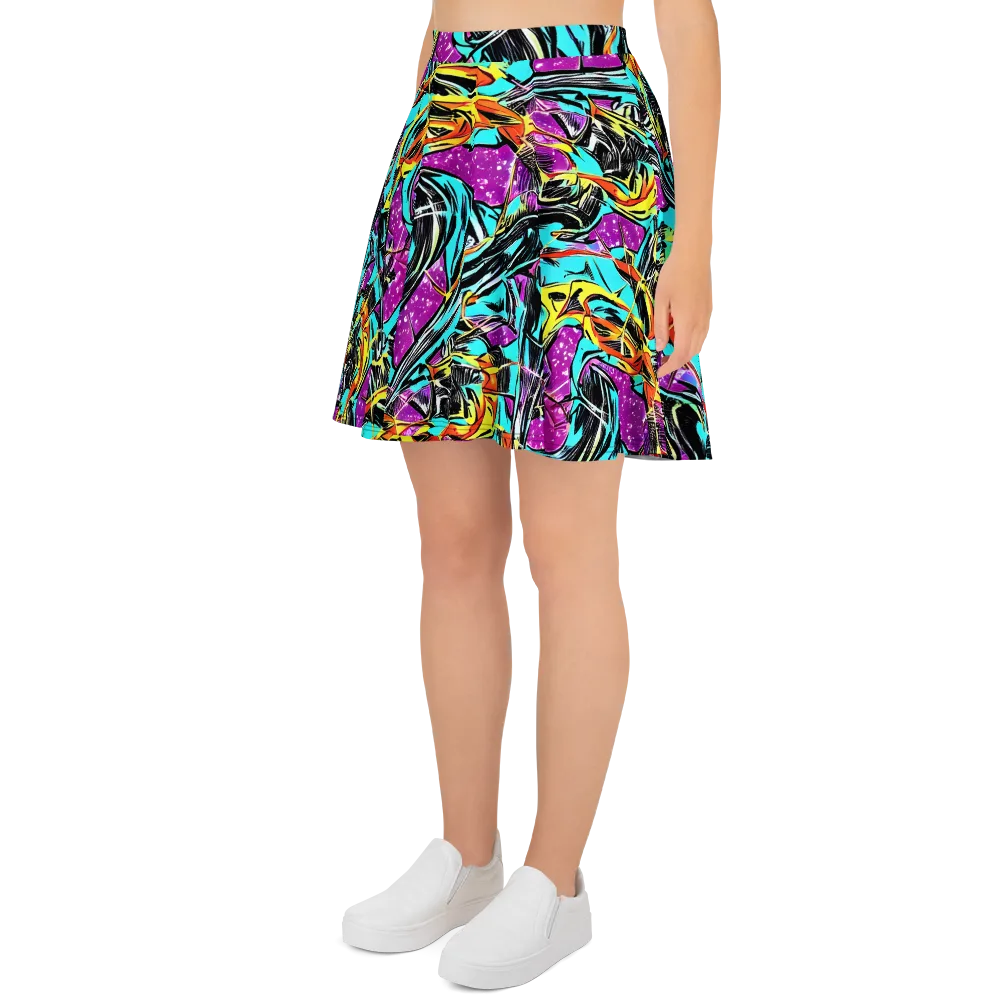Turquoise Riot on Skater Skirt — Left