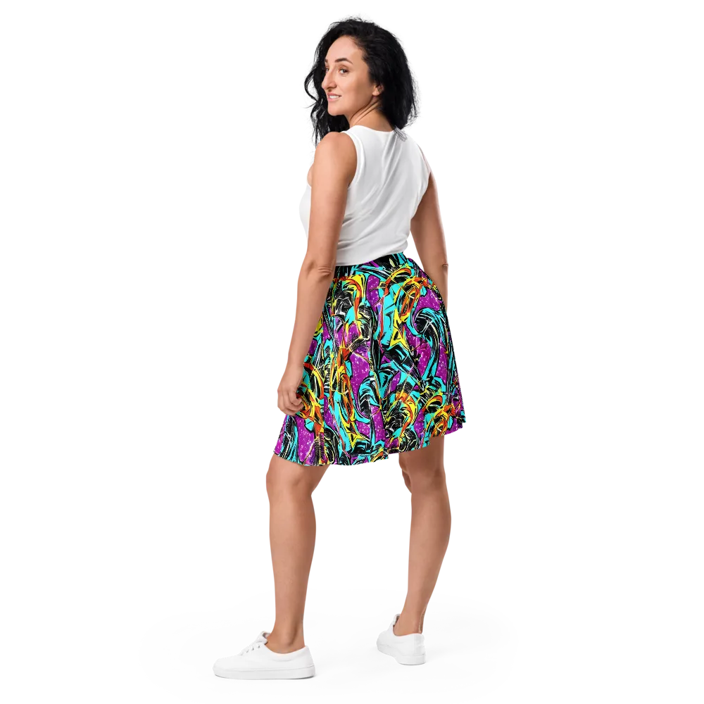 Turquoise Riot on Skater Skirt — Back