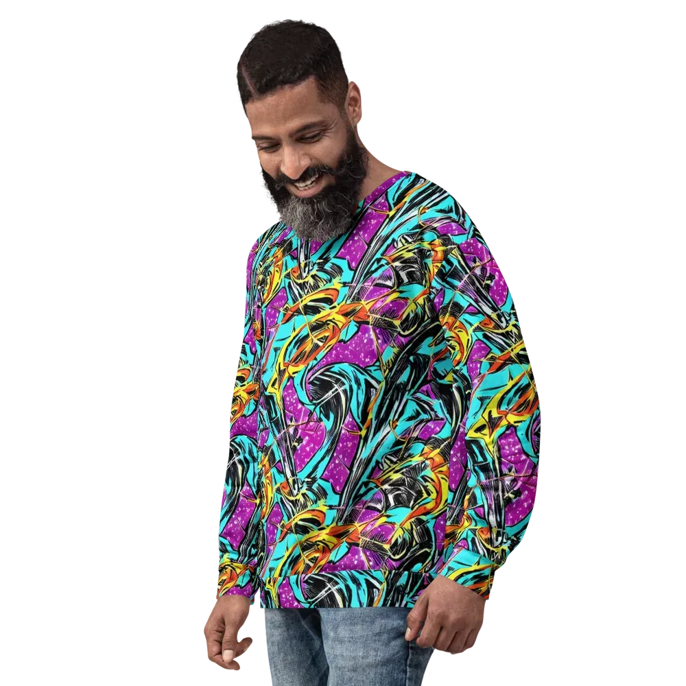 Turquoise Riot on Sweatshirt — Left Front