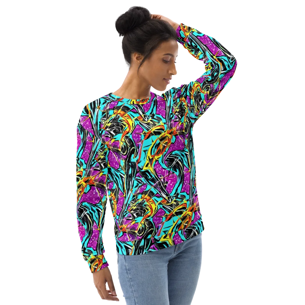 Turquoise Riot on Sweatshirt — Right Front
