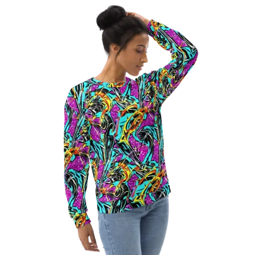 Turquoise Riot on a Sweatshirt