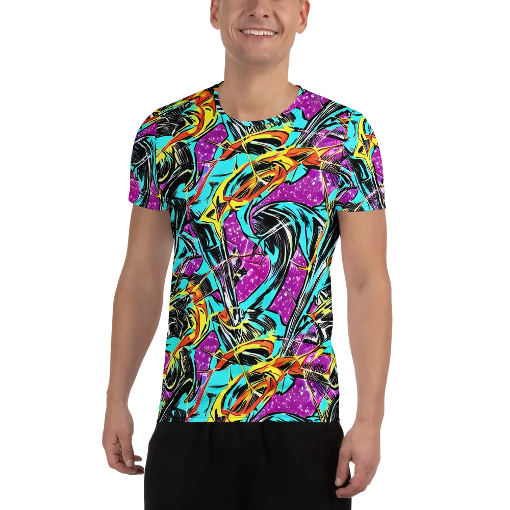 Turquoise Riot on Men's Athletic T-Shirt — Front