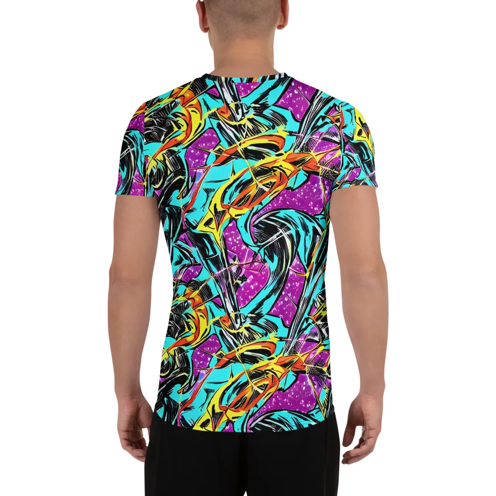 Turquoise Riot on Men's Athletic T-Shirt — Back