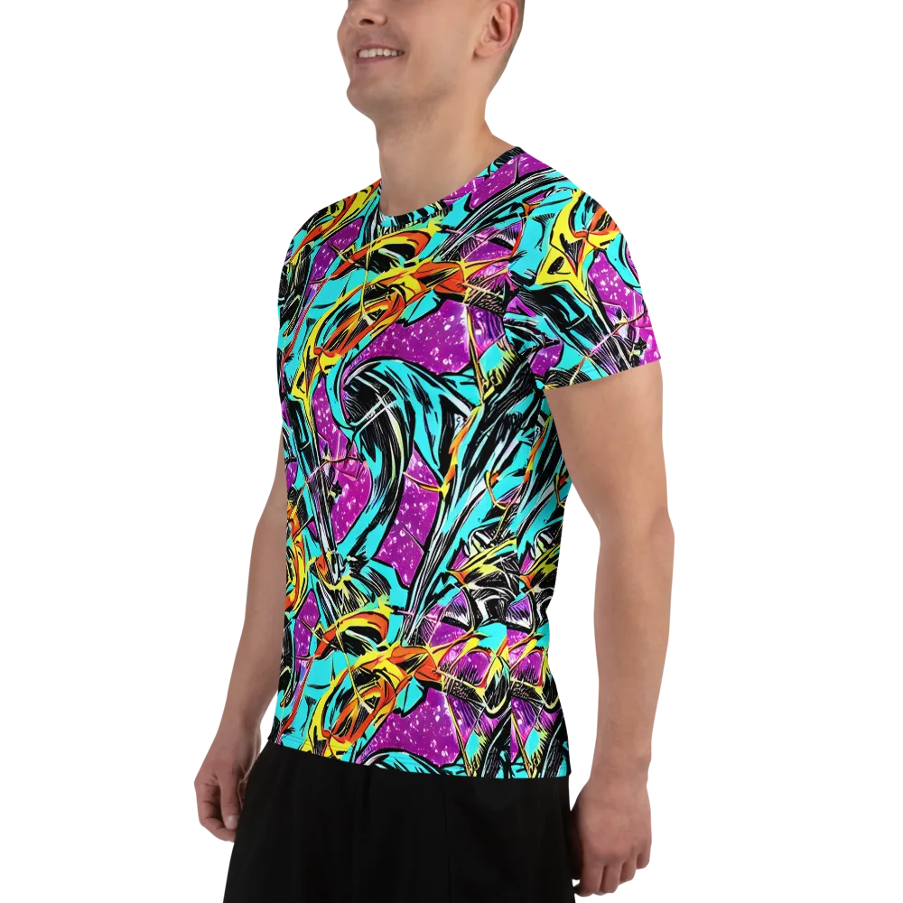 Turquoise Riot on Men's Athletic T-Shirt — Left