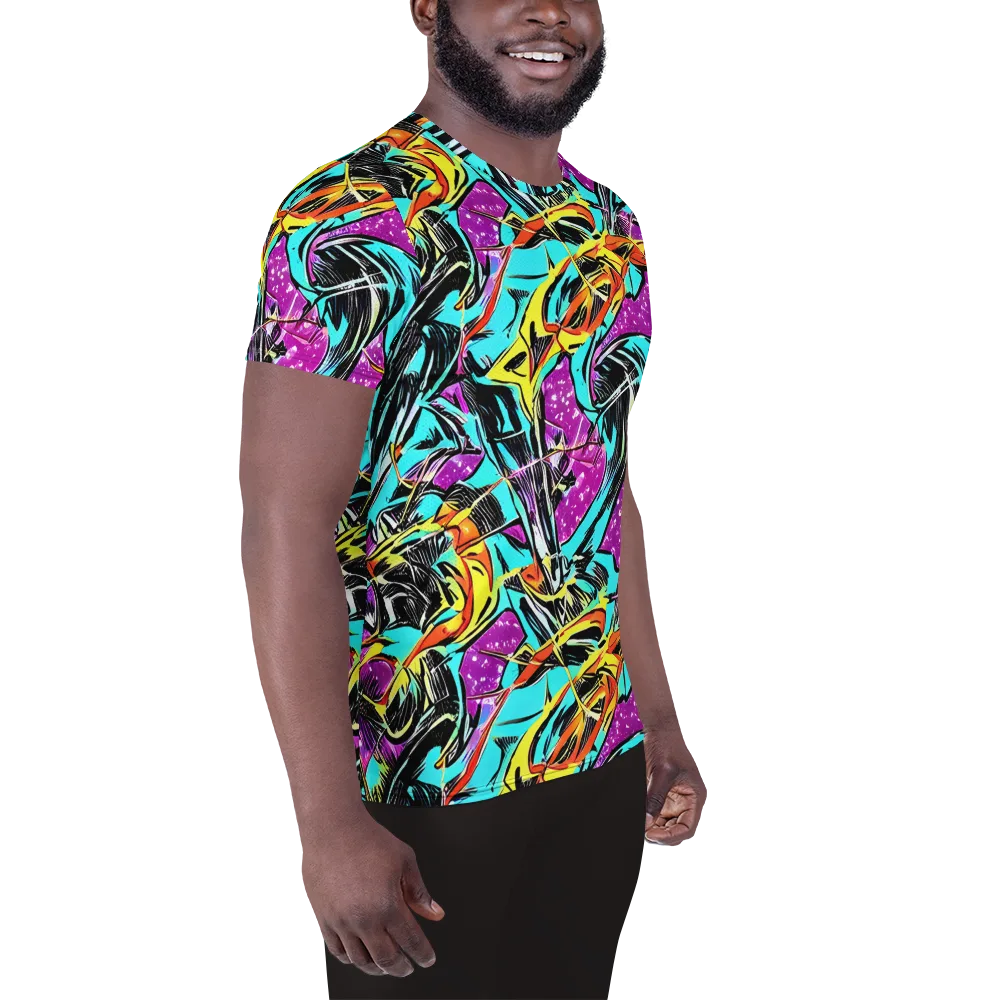 Turquoise Riot on Men's Athletic T-Shirt — Right