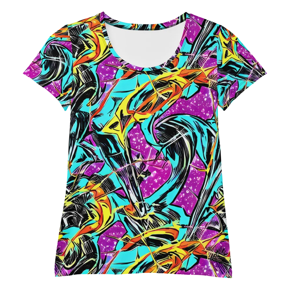 Turquoise Riot on Women's Athletic T-Shirt — Front