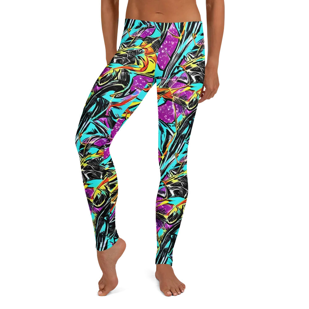 Turquoise Riot on Leggings — Front