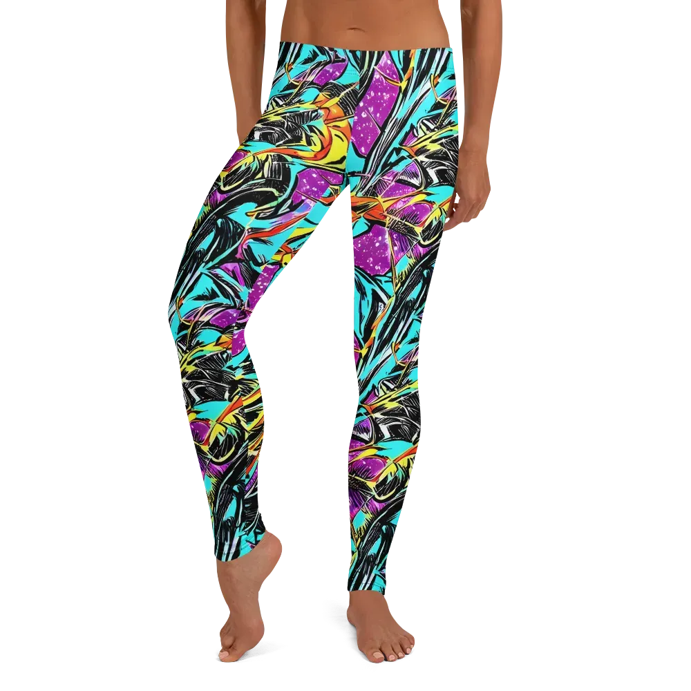 Turquoise Riot on Leggings — Front