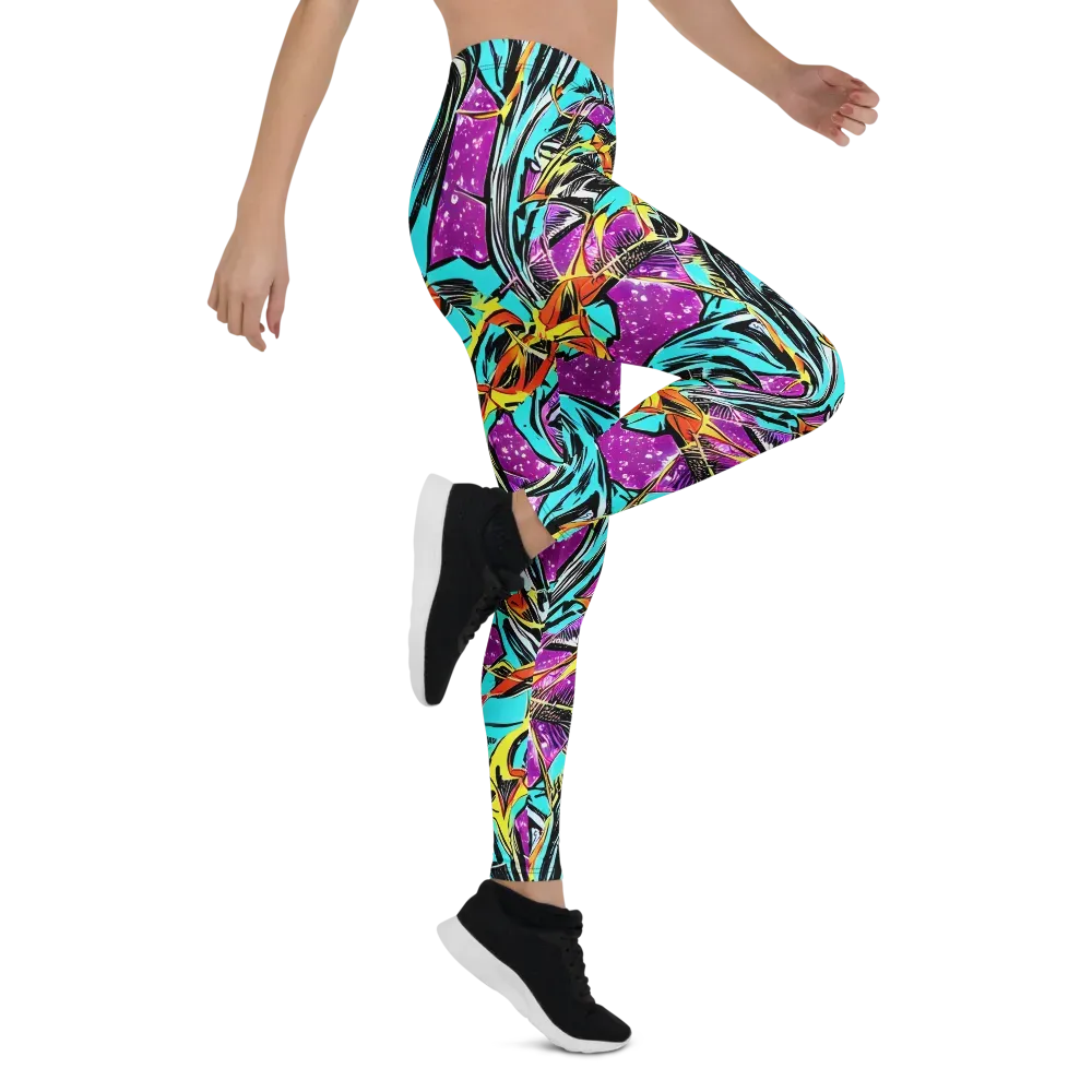 Turquoise Riot on Leggings — Right