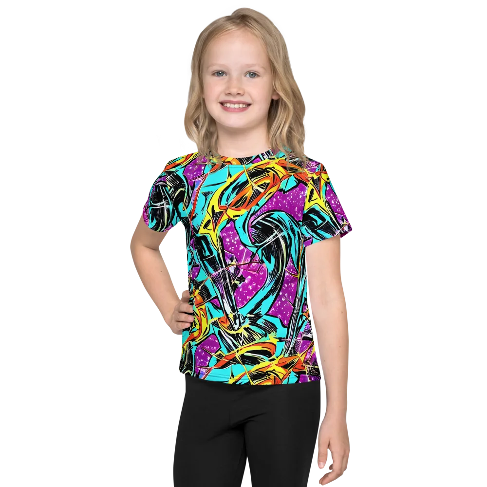 Turquoise Riot on Kids Crew Neck T-Shirt — Front