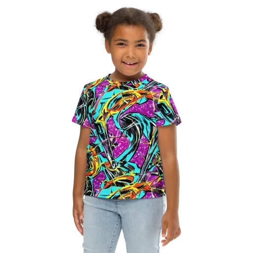 Turquoise Riot on a Kids Crew Neck T-Shirt