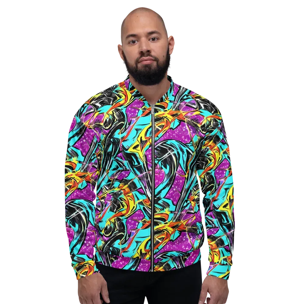 Turquoise Riot on Bomber Jacket — Front