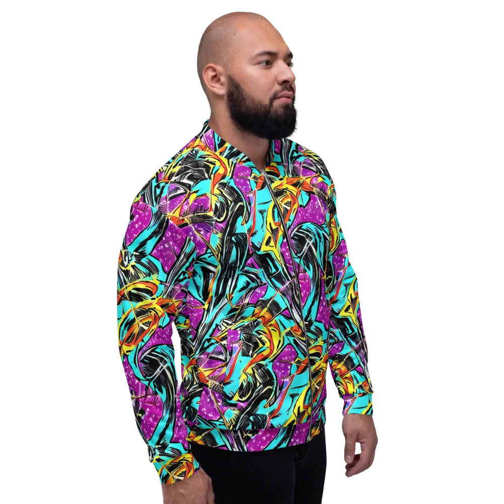 Turquoise Riot on Bomber Jacket — Right