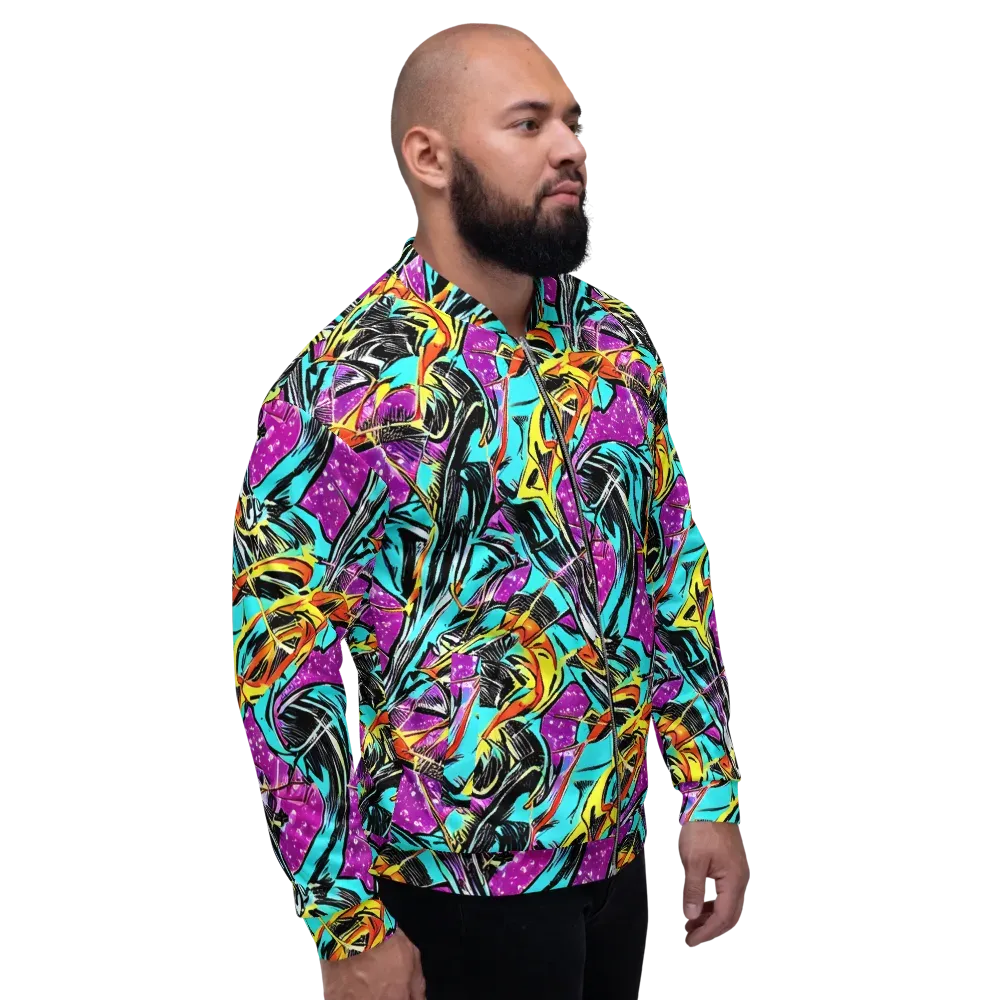 Turquoise Riot on Bomber Jacket — Right