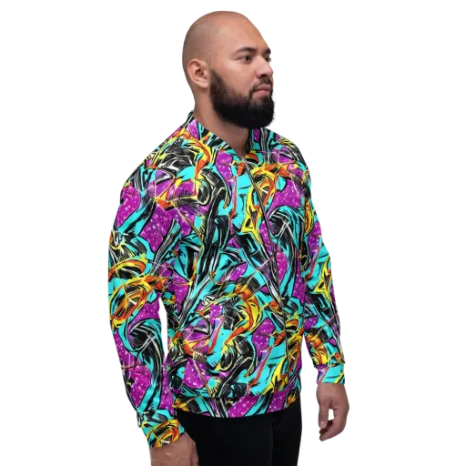 Turquoise Riot on a Bomber Jacket