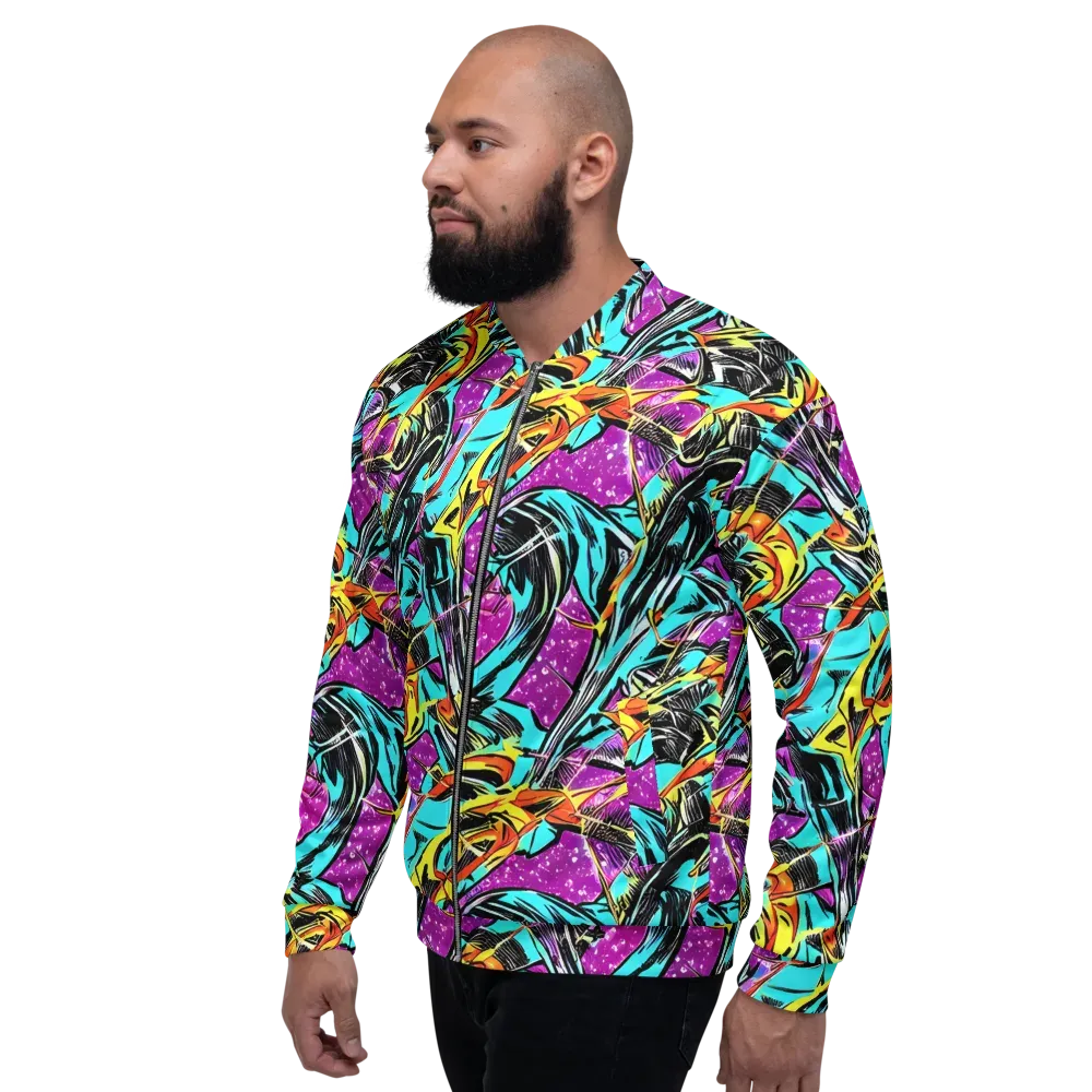 Turquoise Riot on Bomber Jacket — Left