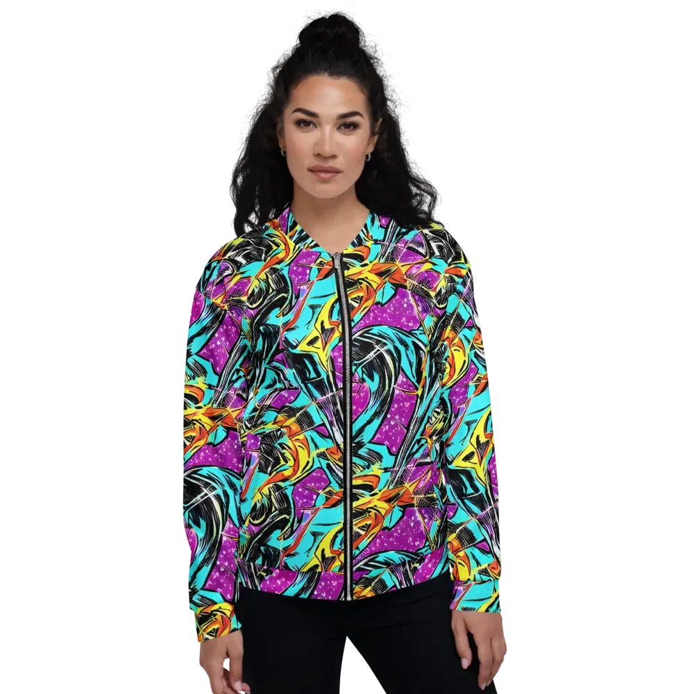 Turquoise Riot on Bomber Jacket — Front